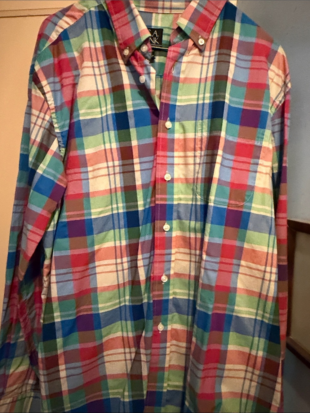 Jos. A. Bank Multicolor Plaid Button-Down Shirt - Red, Blue, Green - Picture 3 of 5